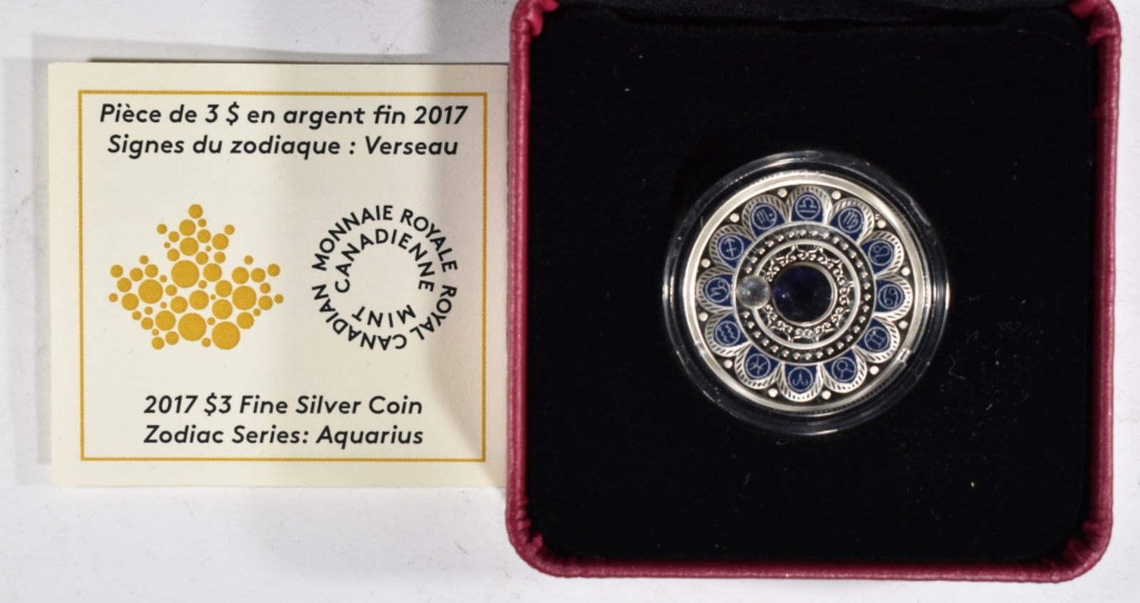 2017 Canada 999 Silver $3 Zodiac- Aquarius: 1/4oz of pure silver