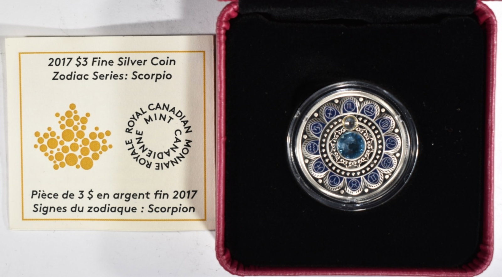 2017 Canada 999 Silver $3 Zodiac- Scorpio: 1/4oz of pure silver