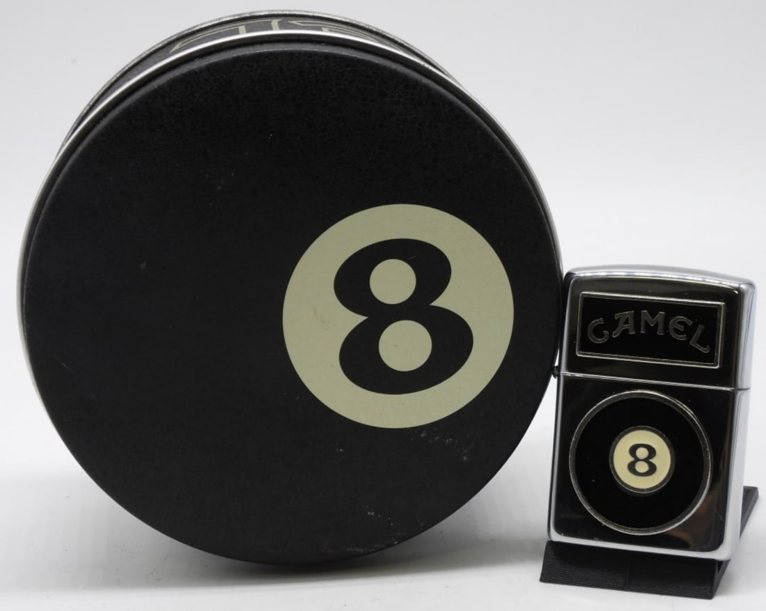 Camel 8-Ball 1995 Zippo Sealed: Sealed, in its original tin case. 1995. Camel 8-Ball design