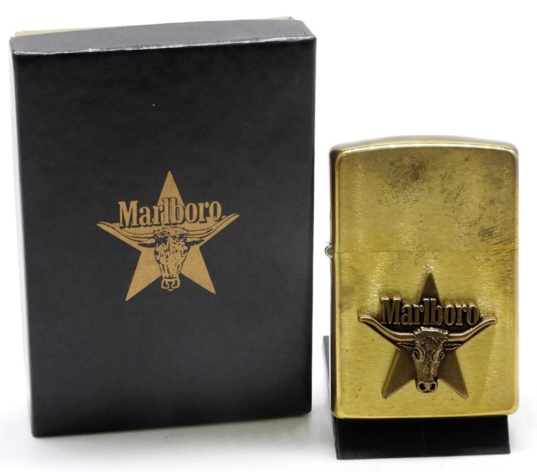 1991 Solid Brass Marlboro Bull Zippo Unfired (1 of 5)
