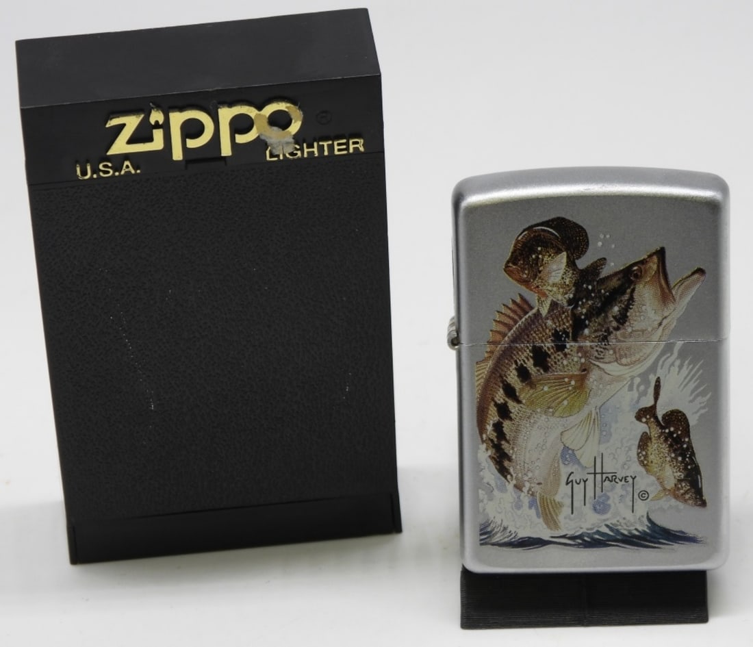 2003 Guy Harvey Bass Zippo Unfired: Unfired. 2003 Guy Harvey. Comes in a box