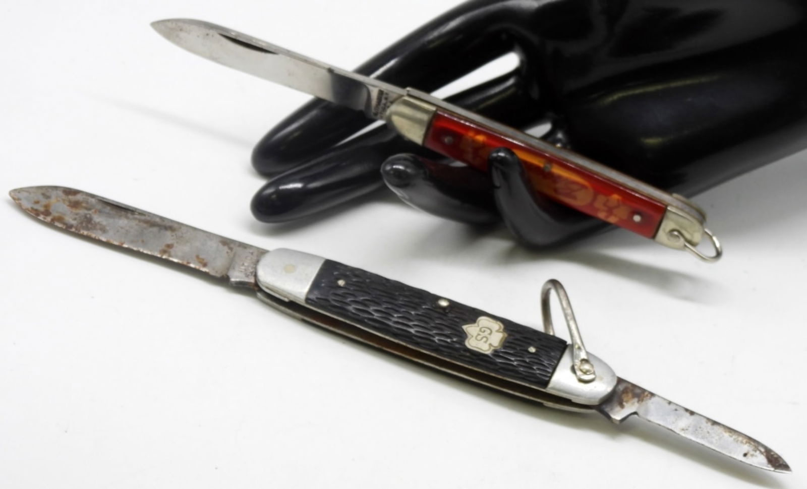 (2) Girl Scouts Knives: 1) Brownie (Be wise, Beware, Use me with care.) 2) A double-bladed