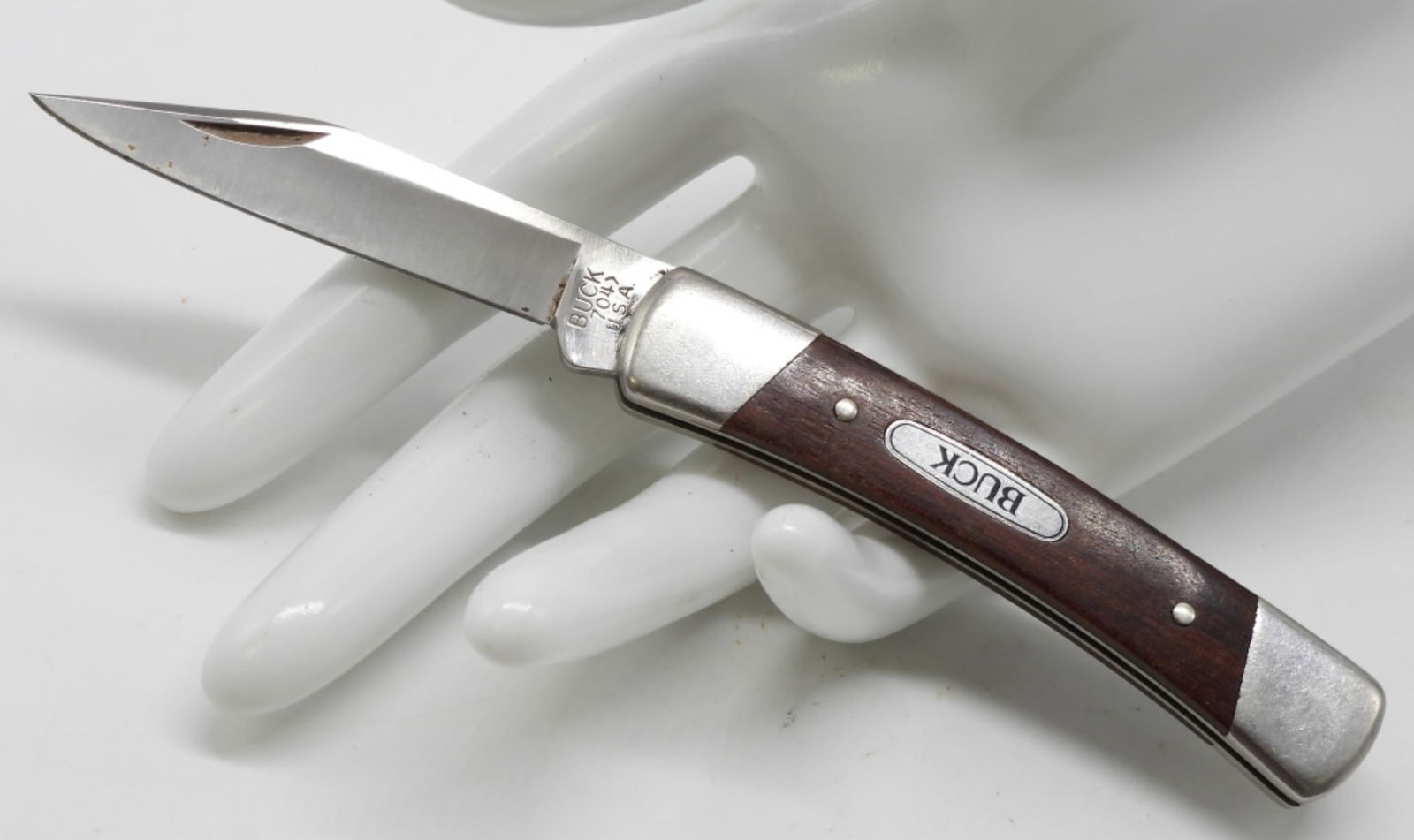 Buck 704 Lock-Back Pocket Knife: Buck is on the handle as well as the blade