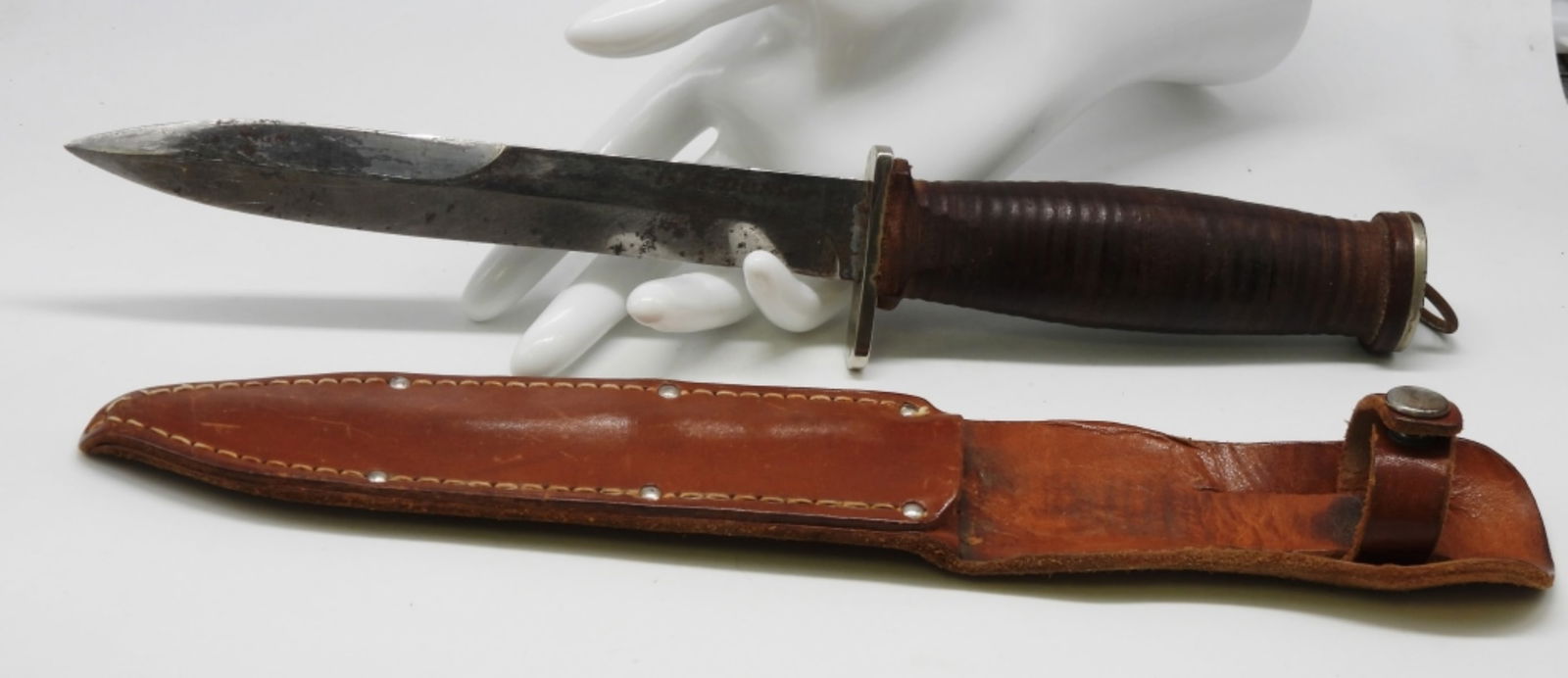 World War II Dagger With Leather Sheath (1 of 2)
