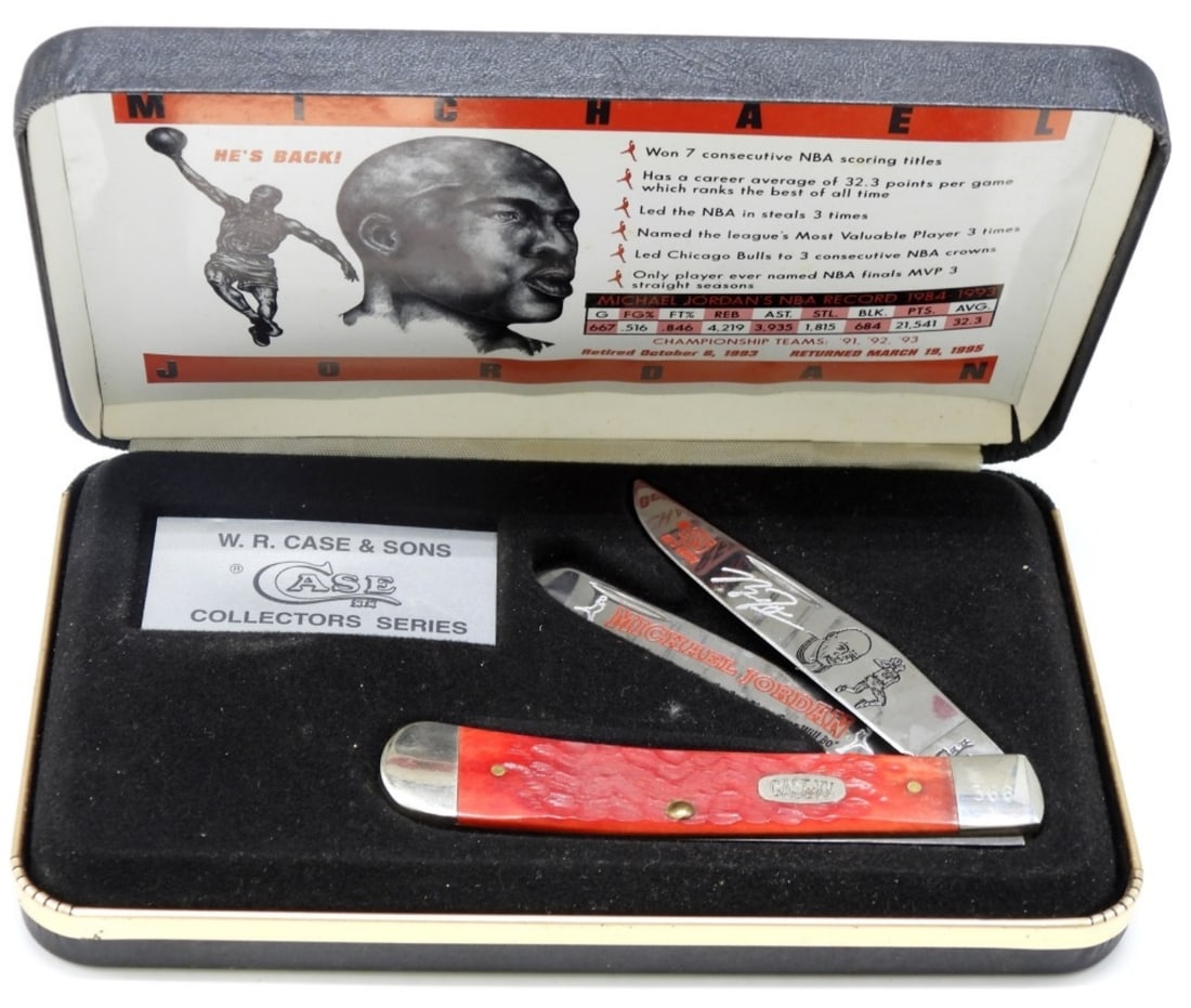 Michael Jordan Case XX Collectors Series: Red trapper knife in a hard collectors case