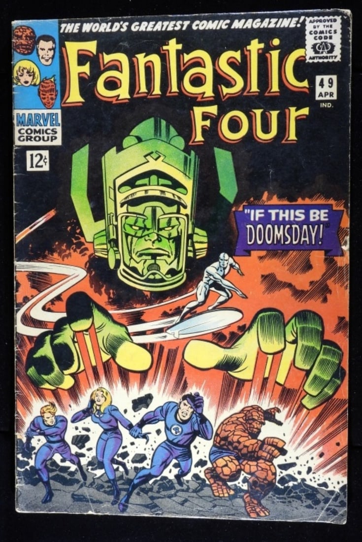 Fantastic Four #49 1966 Marvel (G): In good condition with creasing, dog ears, and color fading. 1st full appearance of Galactus. 1st cover and 2nd appearance of Silver Surfer