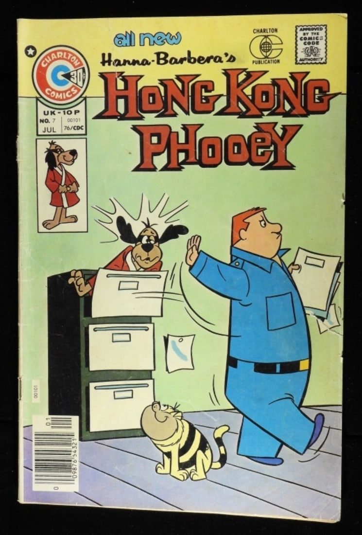 Hanna-Barbera's Hong Kong Phooey #7 (G/VG): G/VG condition with creases, color fading, and normal wear from the years, a couple of rips on the front cover. Charlton Comics 30-cent issue. UK-10 P 1976