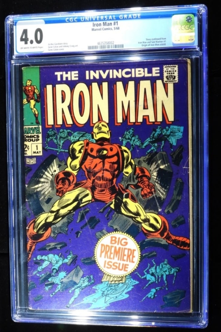 CGC 4.0 Iron Man Marvel #1 1968: CGC 4.0 Off-white to white pages. Marvel Comics. 1968. Story continues from Iron Man and Sub-Mariner #1. Origin of Iron Man retold