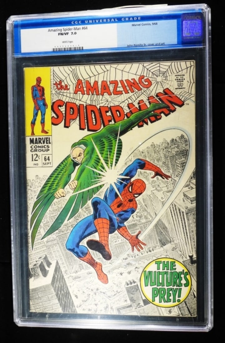 CGC 7.0 FN/VF Amazing Spider-Man #64: CGC 7.0 White pages. 1968. John Romita Sr. cover and art