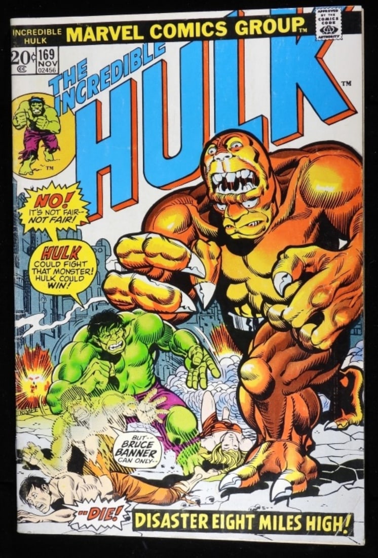 #169 The Incredible Hulk 1973 (G/VG): G/VG condition with color fading and creases.
