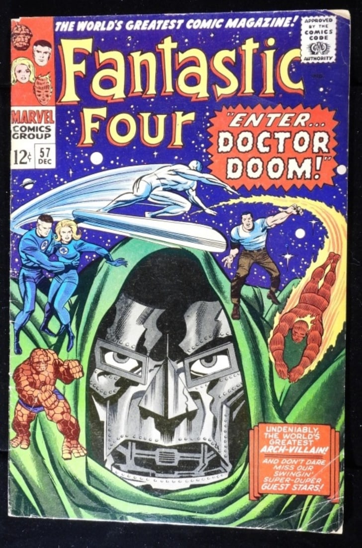 Fantastic Four #57 Marvel (G/VG): G/VG condition with creases, bent corners, and color fading from the years.