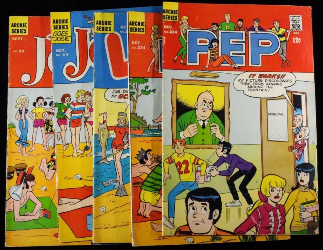(5) Various Archie Series Comics: Josie #29, Josie #44, Laugh #223, Pep #234 & Pep #224. Various conditions. 1967-1969.