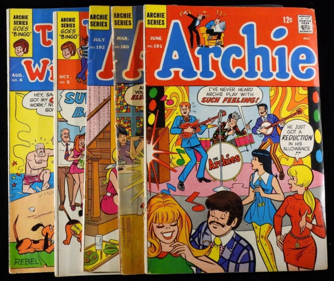 (5) Archie Series Comics: That Wilkin Boy #4, That Wilkin Boy #5, Archie #192, Archie #180, Archie #191. Various conditions. 1968-1969.
