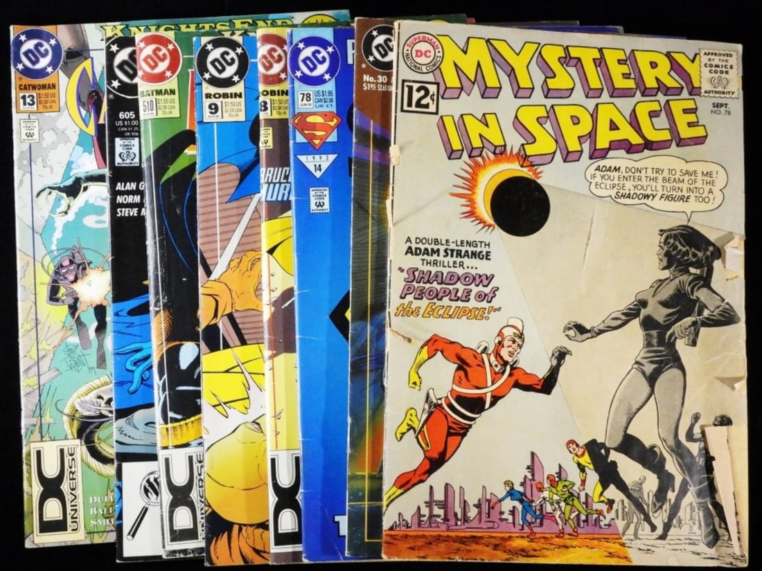 (8) DC VG Mixed Lot: 1) Knights End Aftermath Cat Woman #13. 2) Detective Comics The Mud Pack part 2 of 4 #605. 3) Knights End Part Seven Batman #510. (There is a rip in the cover.) and more