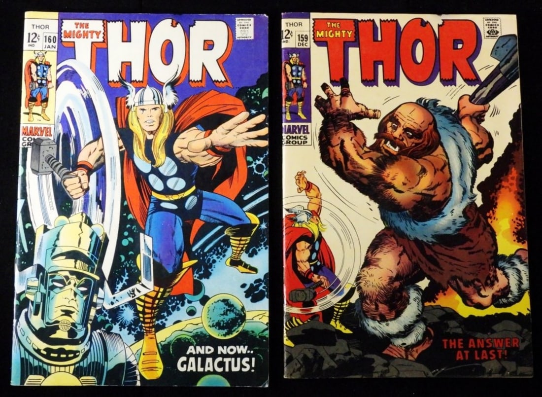 (2) 1969 Marvel The Mighty Thor (G/VG): #159 &160. G/VG condition. 12-cent issue. Creasing and watermarks.