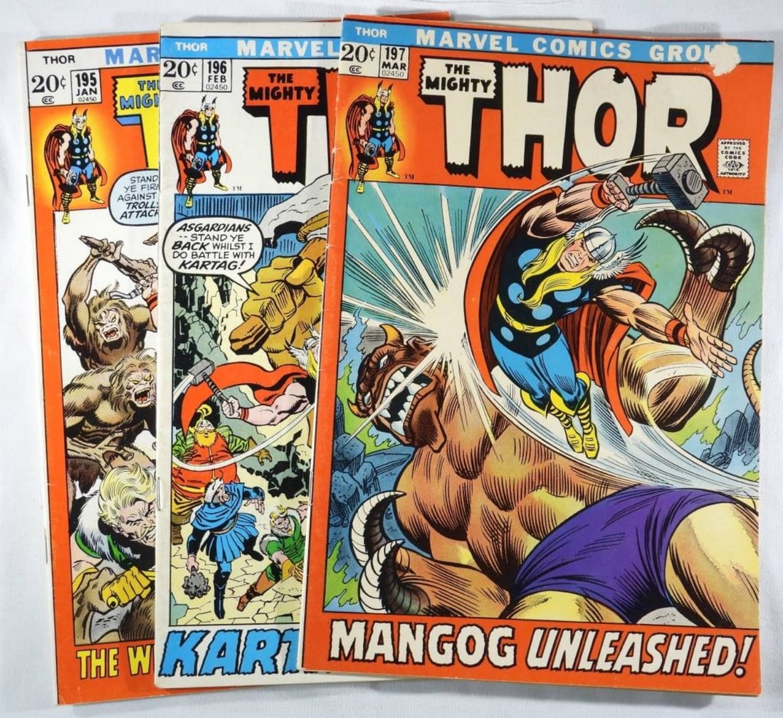 (3) Marvel The Mighty Thor #195-197: Three great Bronze Age Comics