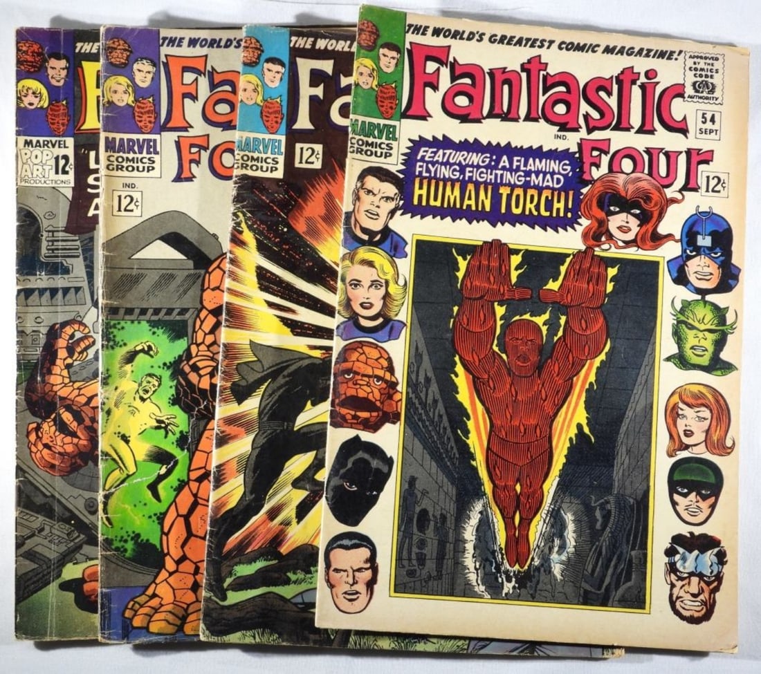 (4) Marvel Fantastic Four Fair-G: #43, 51 ( This comic is missing part of the cover.) 53,& 54