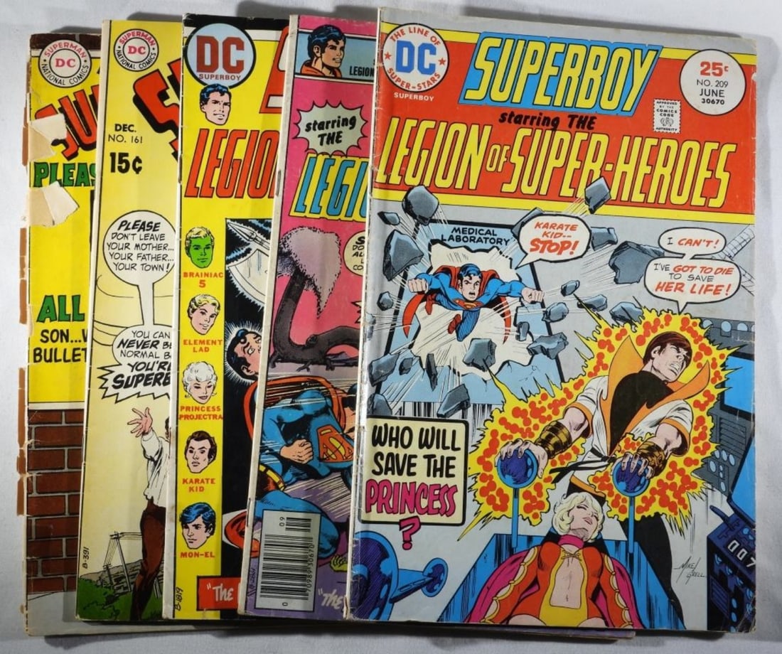 (5) DC Superboy Mixed Lot: # 143 (has two rips in the cover.) 146, 161, as well as Superboy and the Legion of Super-Heroes.