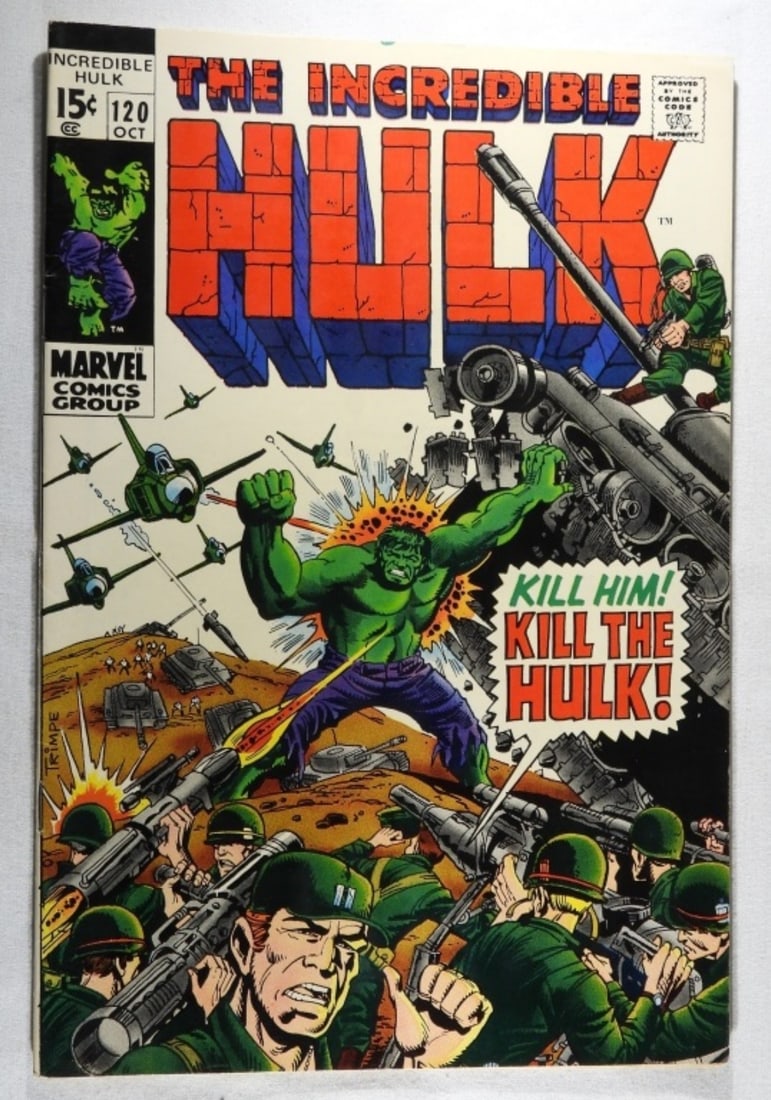 Marvel The Incredible Hulk #120 (G/VG) 1969: G/VG condition. 15-cent issue. #120. Normal wear. Some creasing along the spine. Ink mark on top of the comic on the front.