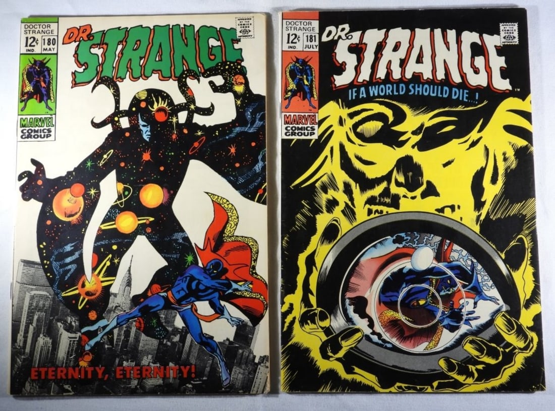 (2) #180 & 181 Dr. Strange Marvel 1969 (G/VG): 1969, Marvel. Both are in G/VG condition, with minor creases, water spots, and normal wear from years of use. 12-cent issue