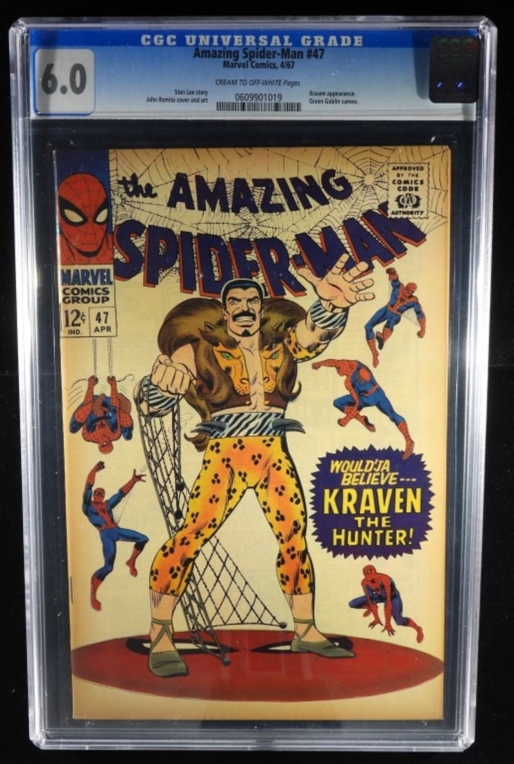 CGC 6.0 Marvel Amazing Spider-Man #47 1967: CGC 6.0, cream to off-white pages, Marvel comics 4/67. Kraven appearance, Green Goblin cameo