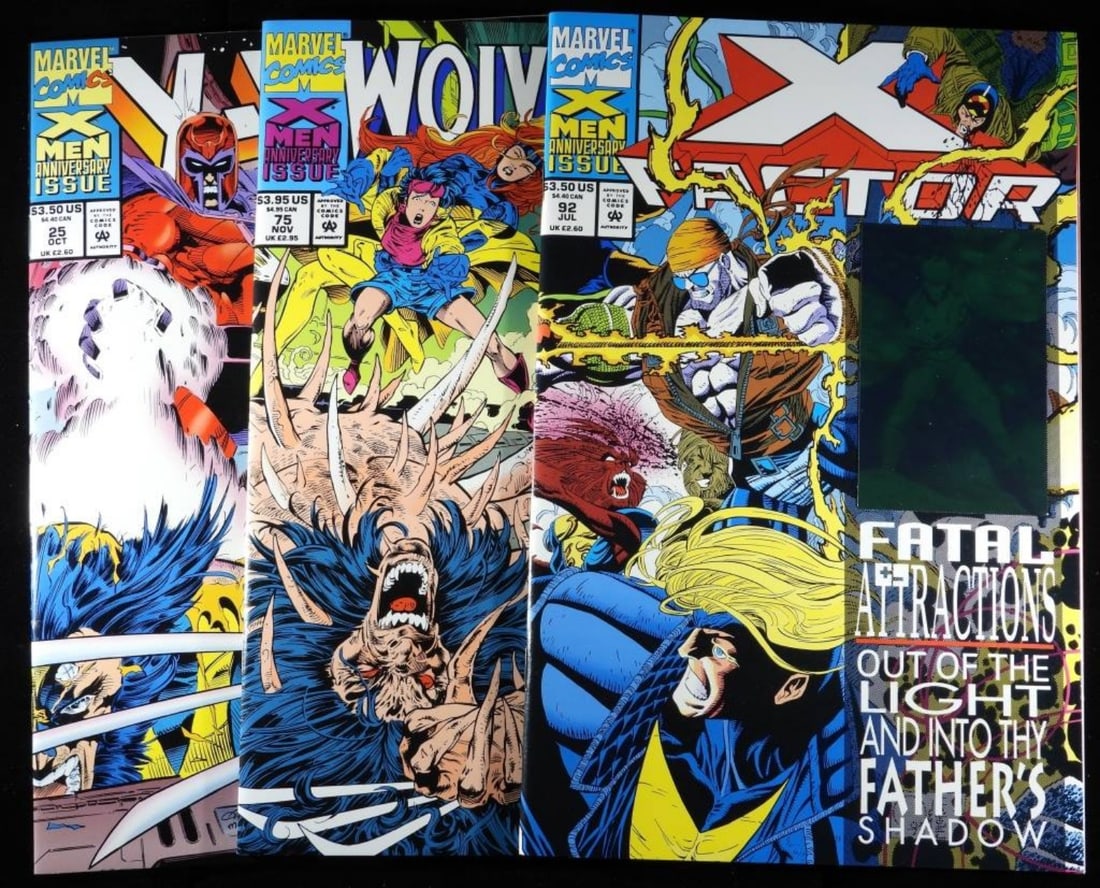 Marvel X-Men Anniversary Issues: 25,75,92 Holographic Card Comics