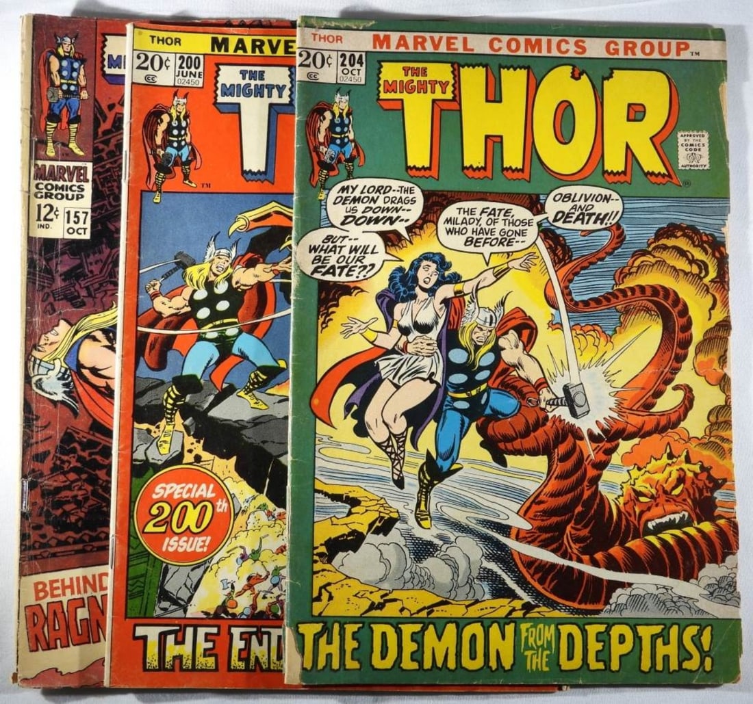 (3) Marvel The Mighty Thor Mixed Years: #157, 200, & 204