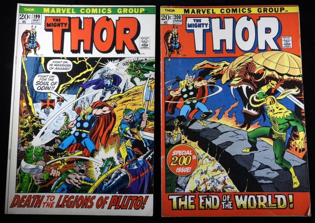 (2) 1972 Marvel The Mighty Thor #199, & 200: Very well kept.