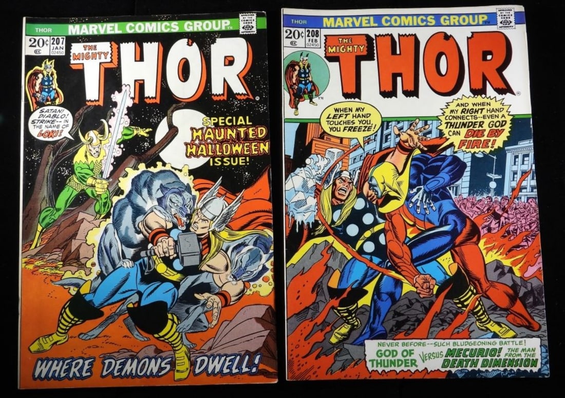 (2) 1973 The Mighty Thor #207, & 208: Beautiful color