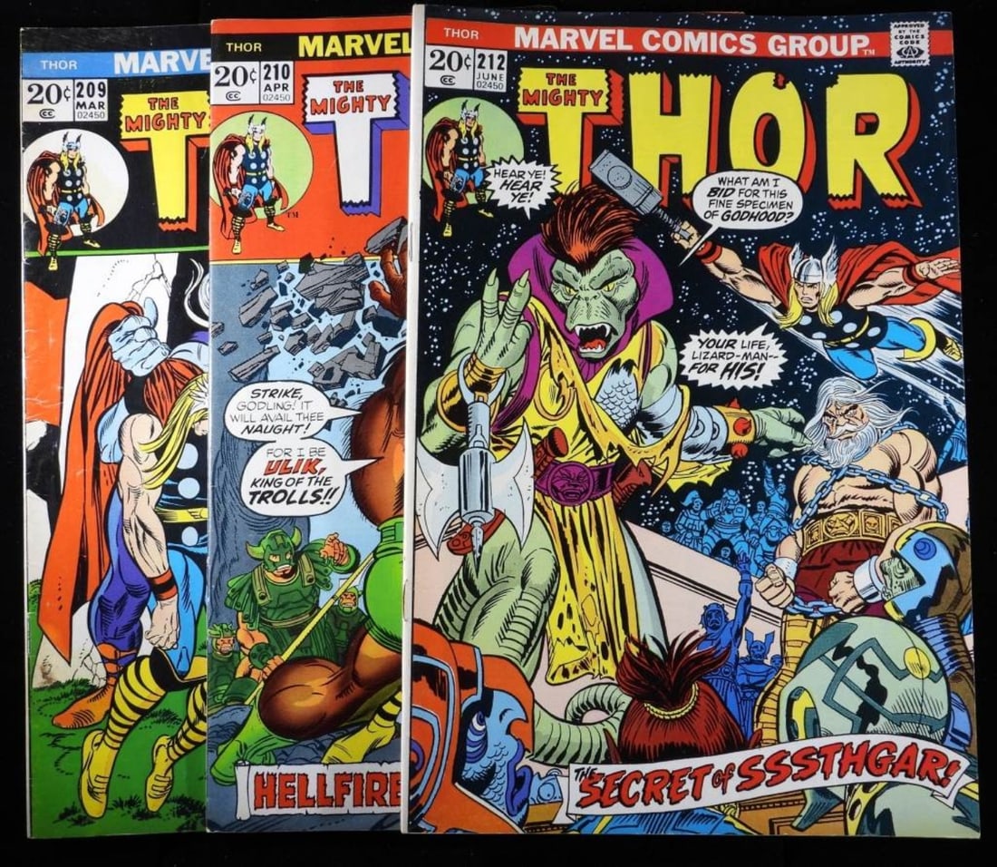(3) 1973 Marvel The Mighty Tho: Bright and vibrant