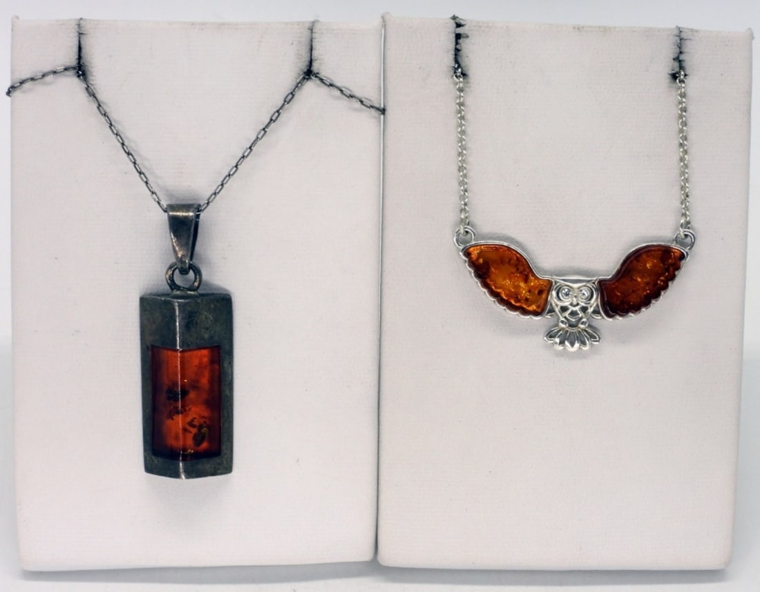 Two Sterling Amber Necklaces (1 of 4)