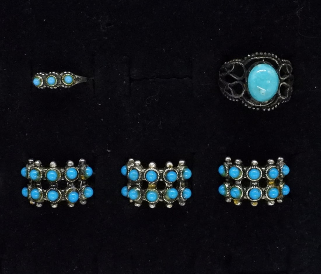 5 Sterling Turquoise Rings (1 of 2)