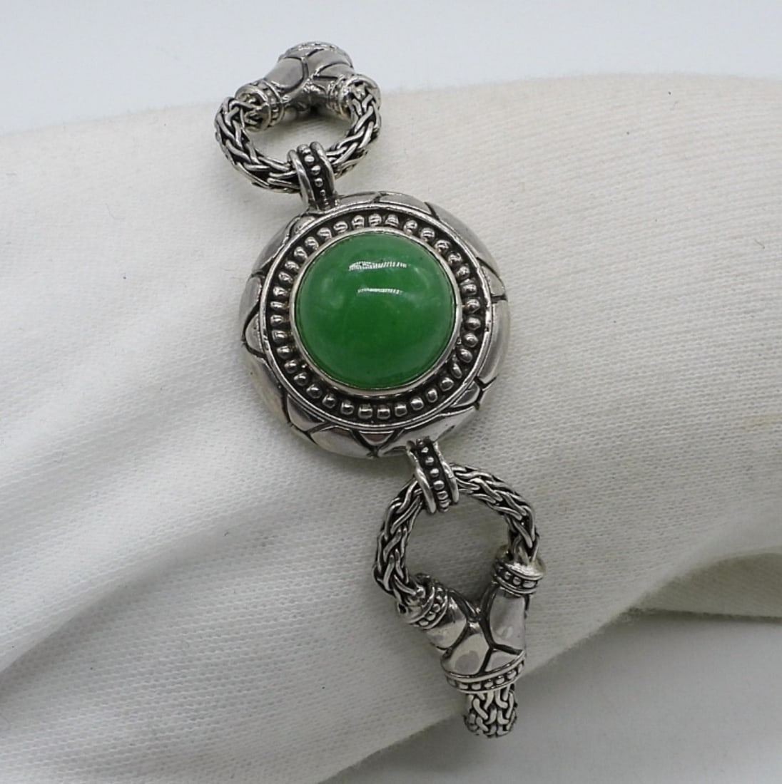 Sterling Jade Toggle Clasp Bracelet (1 of 2)