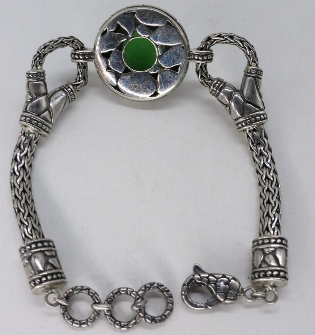 Sterling Jade Toggle Clasp Bracelet - 2