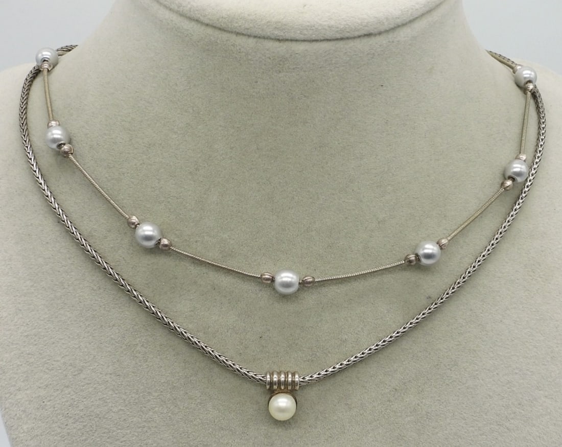 2 Sterling Pearl Necklaces (1 of 1)