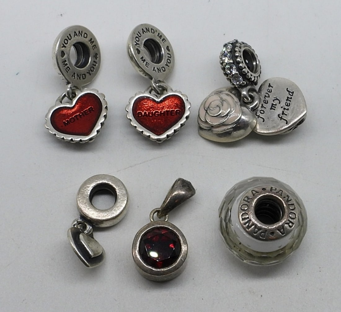 6 Sterling Pandora Style Charms (1 of 2)