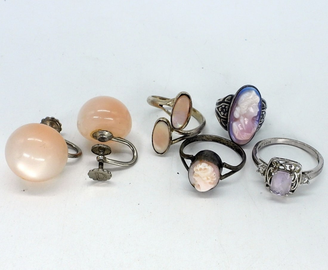 Vintage Pink Cameo Rings & More 925 (1 of 2)