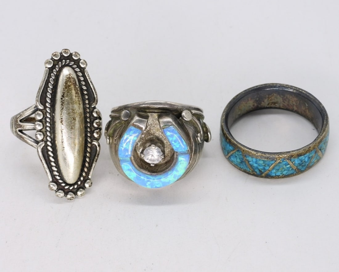 Vintage Opal & Turquoise 925 Rings (1 of 2)