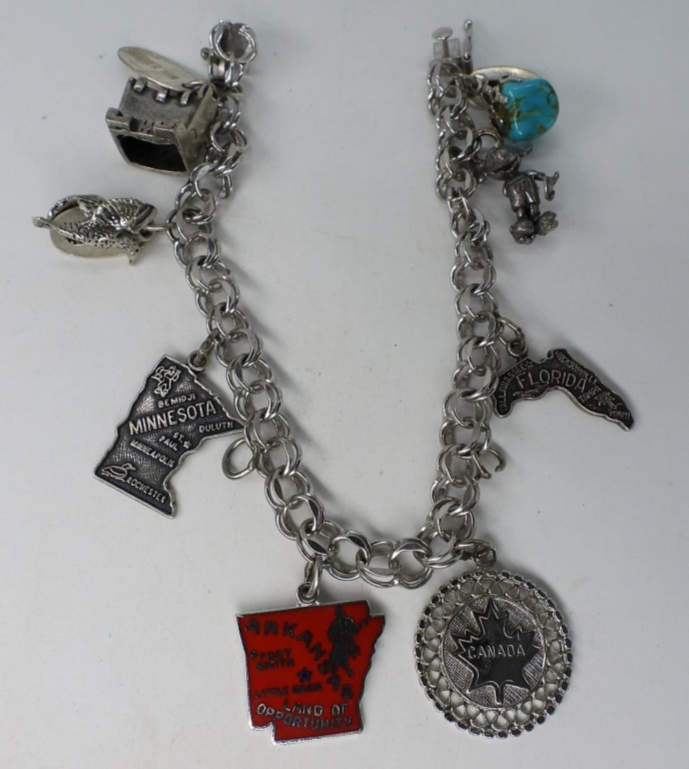 Vintage Sterling Charm Bracelet - 8 Charms (1 of 1)