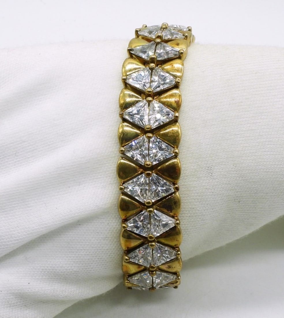 Gold Tone 925 CZ Wide Bracelet (1 of 2)