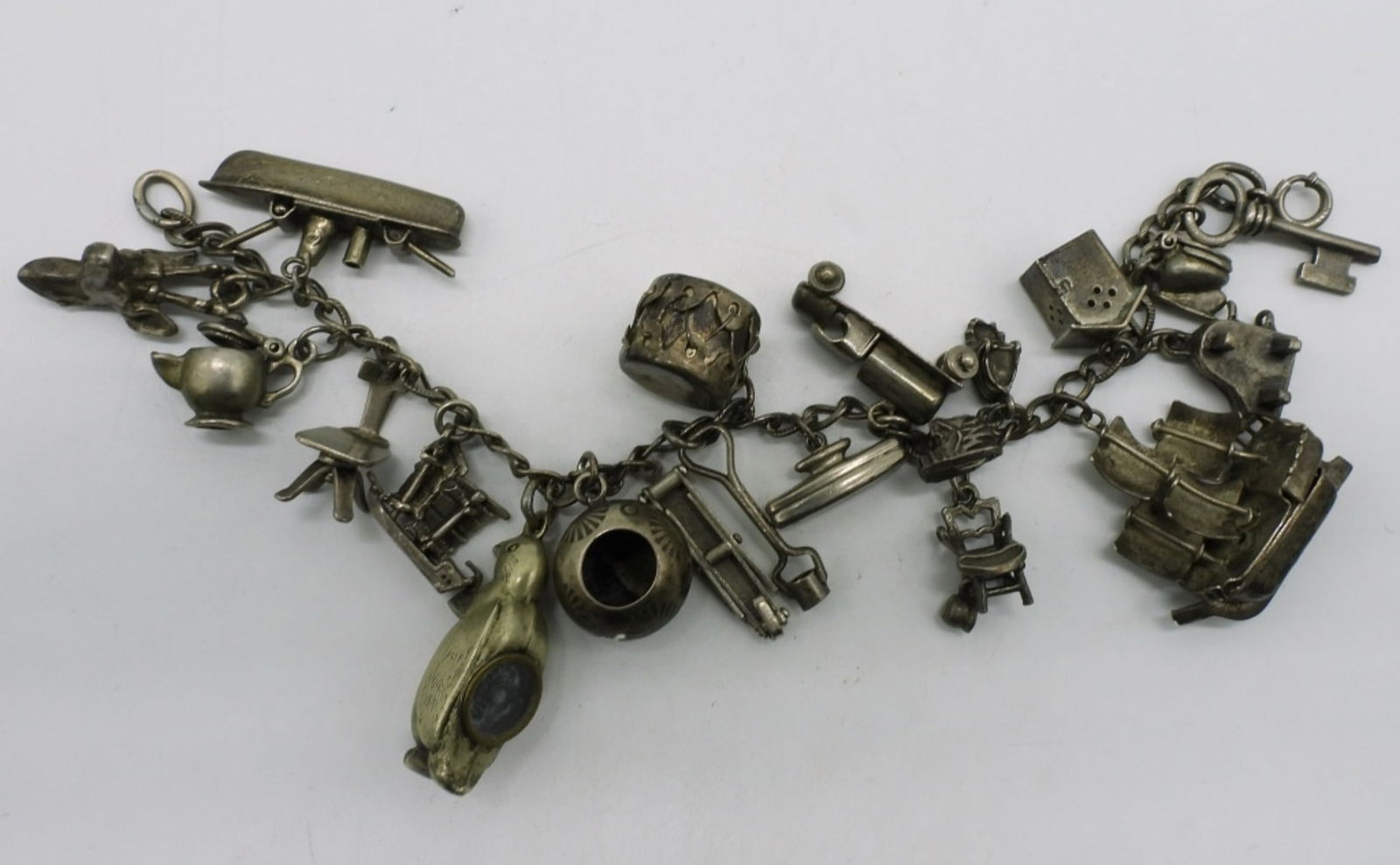 Vintage Sterling Charm Bracelet - 19 Charms (1 of 3)