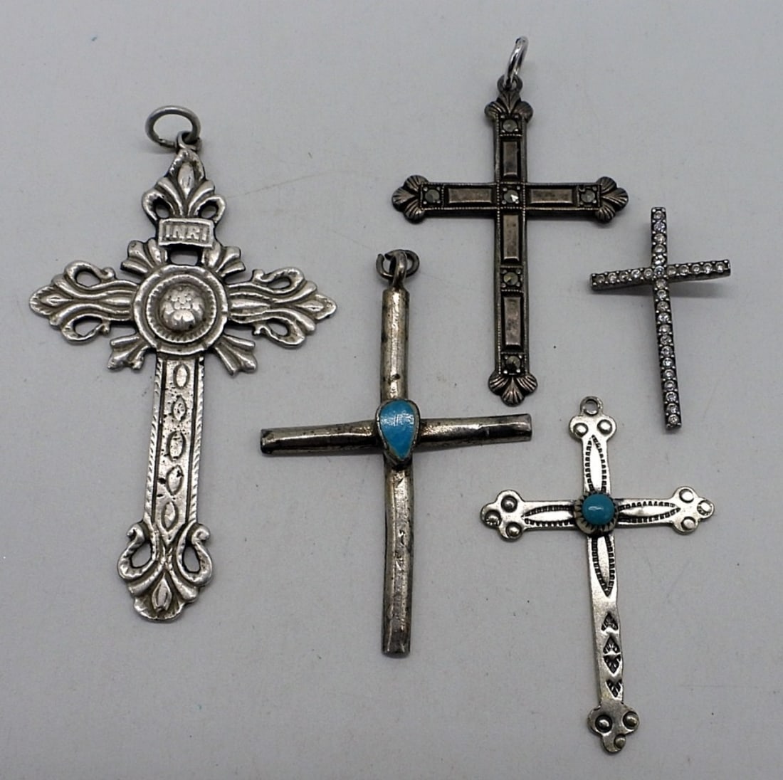 5 Sterling Religious Cross Pendants (1 of 2)