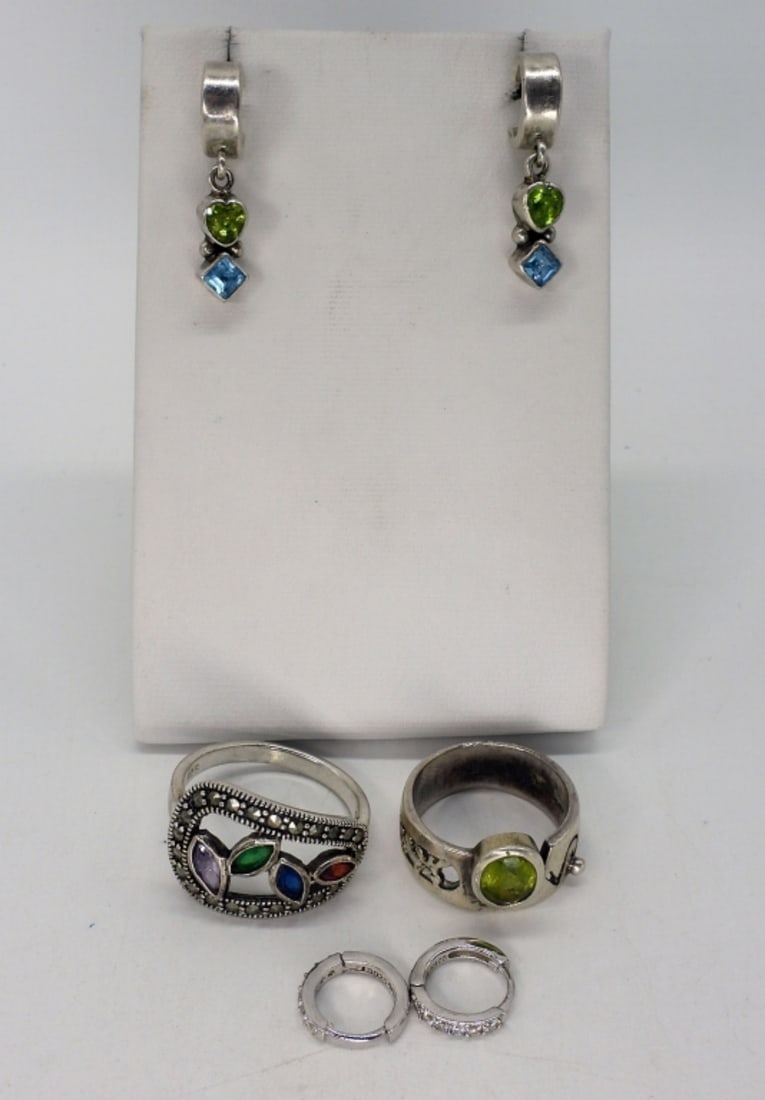 Peridot, Blue Topaz 925 Earrings & Rings (1 of 3)