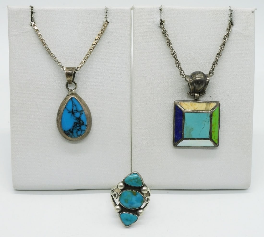 Turquoise Sterling Necklaces & Ring (1 of 1)