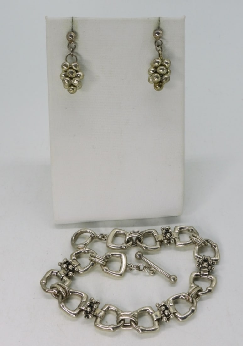 Matching Sterling Bracelet & Pierced Earrings (1 of 1)