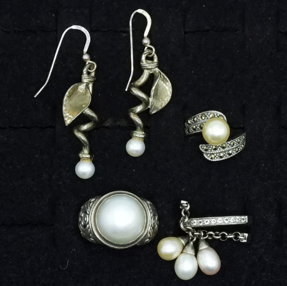 Pearl Rings & Pierced Earrings - Sterling (1 of 2)