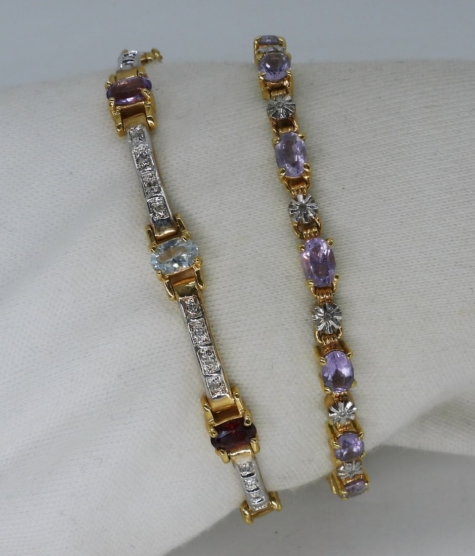 2 Gold Tone Sterling Amethyst Bracelets (1 of 2)