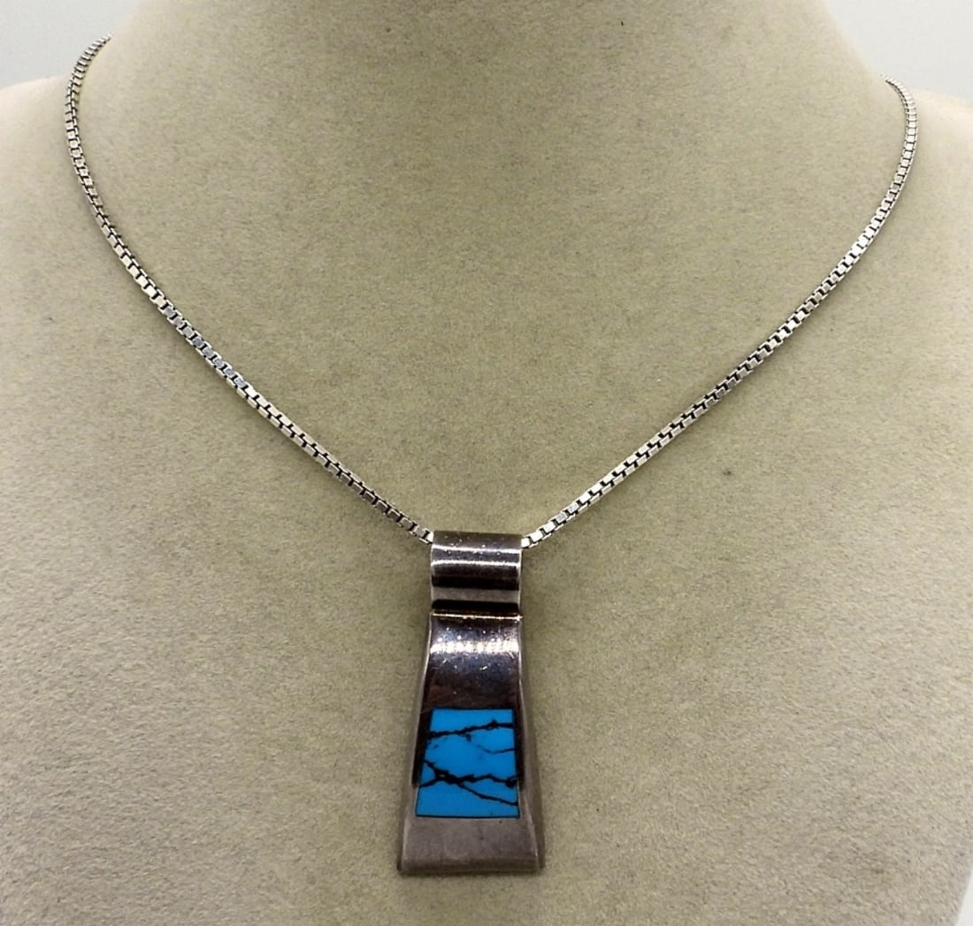 Taxco Mexico Turquoise 925 Necklace (1 of 2)