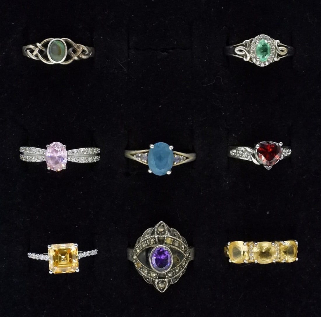 8 Sterling Gemstone Fashion Rings (1 of 2)