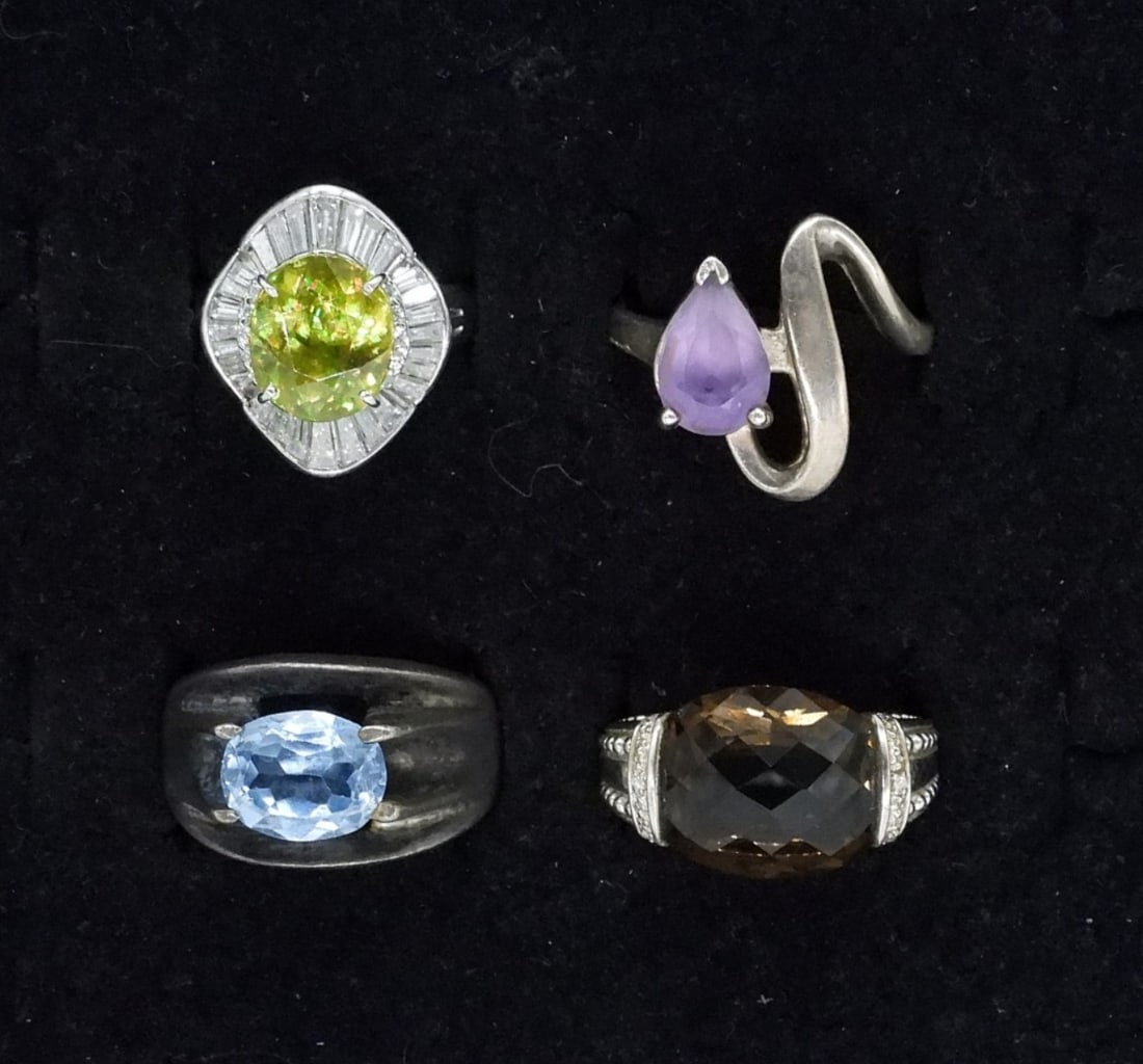 4 Sterling Fashion Gemstone Rings (1 of 2)